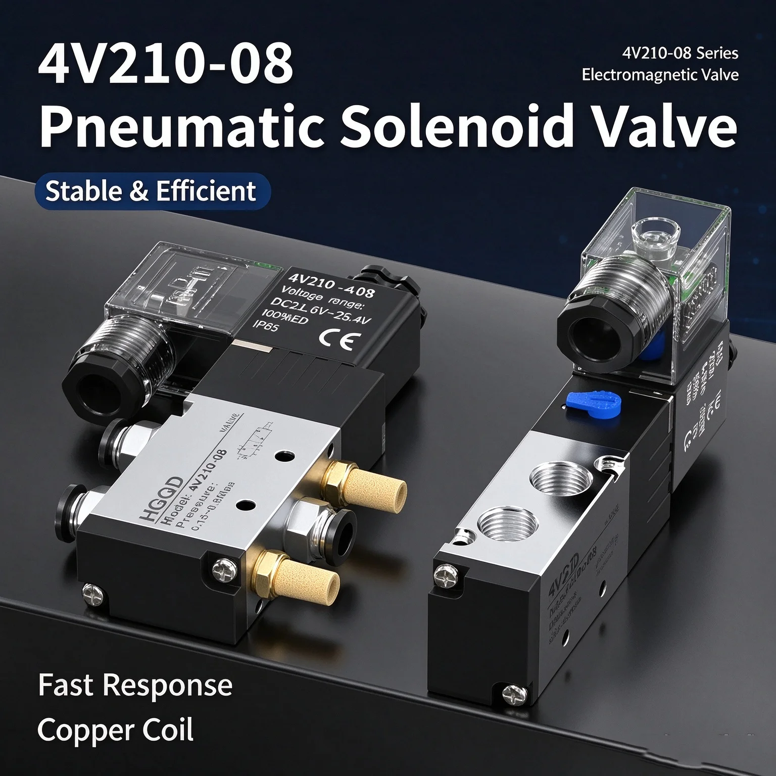5 Way 2 Position Control Air Gas Magnetic Valve 12V 24V 220V Coil Volt 4mm-12mm Hose Fittings Pneumatic Electric Solenoid Valve