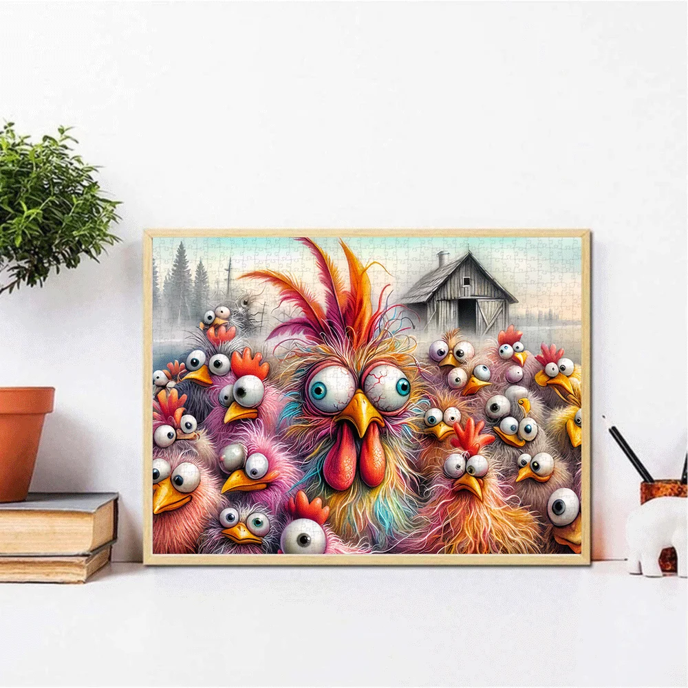 [ألغاز الصور المقطوعة الملونة] 1000 قطعة من أحجية الصور المقطوعة الملونة على شكل قطيع الدجاج |   لعبة ألغاز ورقية كبيرة للمزرعة للبالغين، عائلية