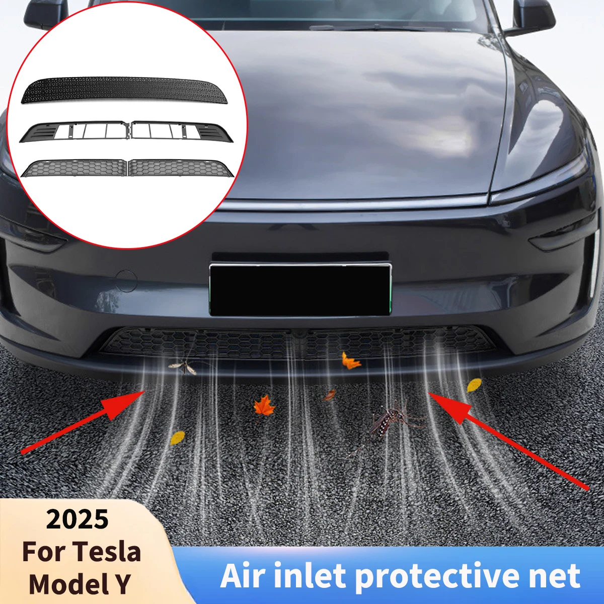 

2025 для нового автомобиля Tesla Model Y, передний бампер, решетка, сетка, вентиляционное отверстие, решетка, защита, сетка от насекомых, аксессуары
