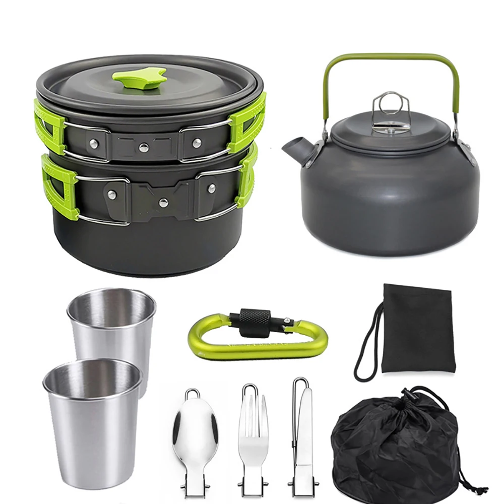 Camping-Kochgeschirr-Set 10-teilig aus Aluminium für Outdoor