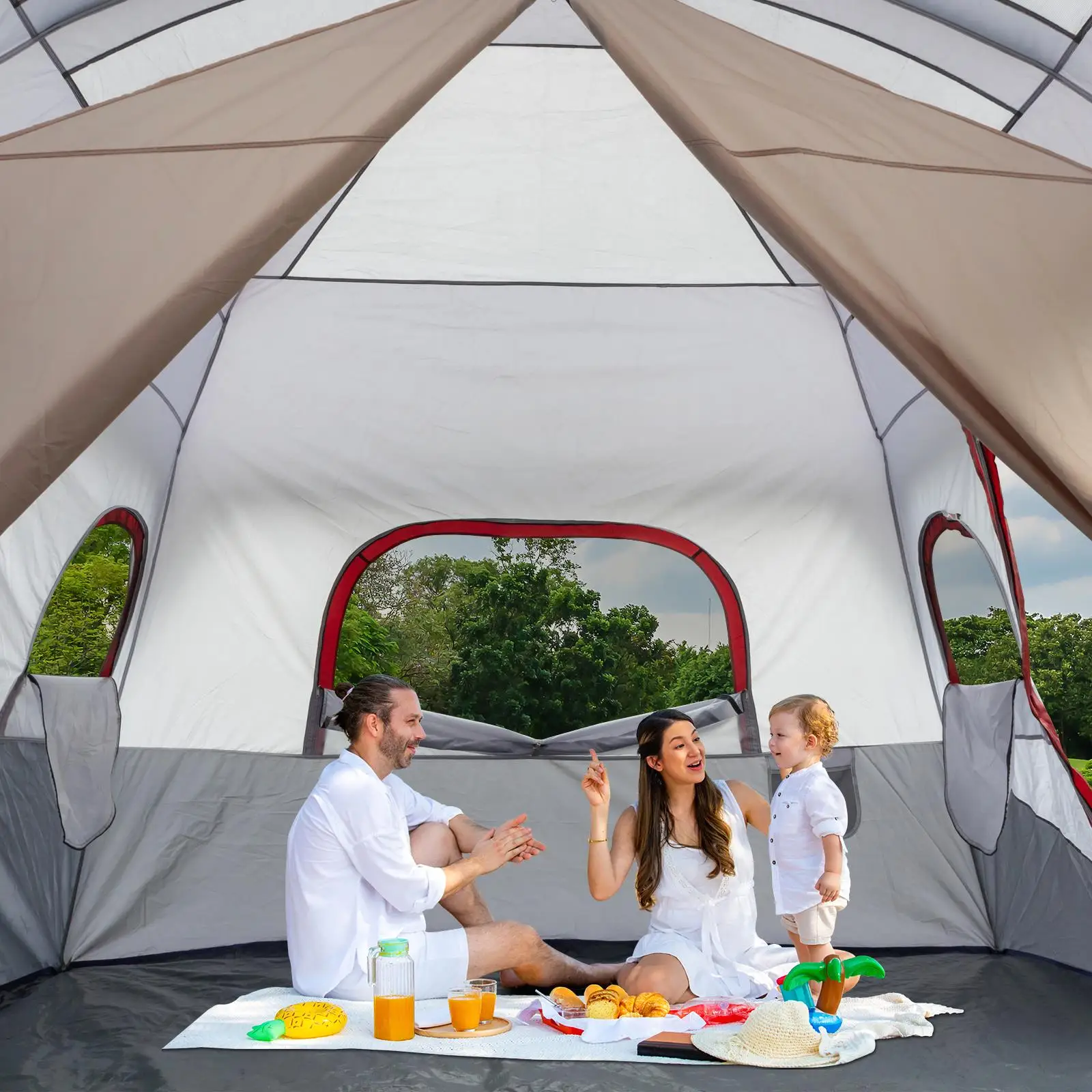 10-Person Family Cabin Tent - Spacious 2 Room for camping Tent with Storage Pockets & Accessories