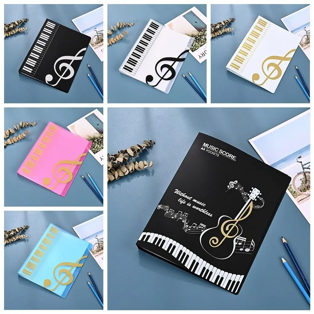 New PP Guitar Sheet Music Book Folder A4 Storage Organizer Piano Paper Sheets Folder 40 Pages Music Score Folder