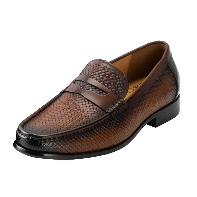 Zapatos de cuero de marca de lujo para hombre, mocasines formales informales sin cordones, zapatos italianos marrones para conducir, 2023