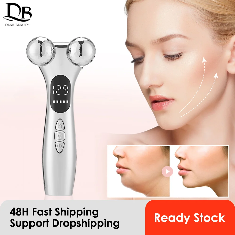 4D Roller Facial Massager EMS Face Lift Device V-Face Slimmer Skin Tightening Double Chin Remover Eye Care Massage Beauty Roller