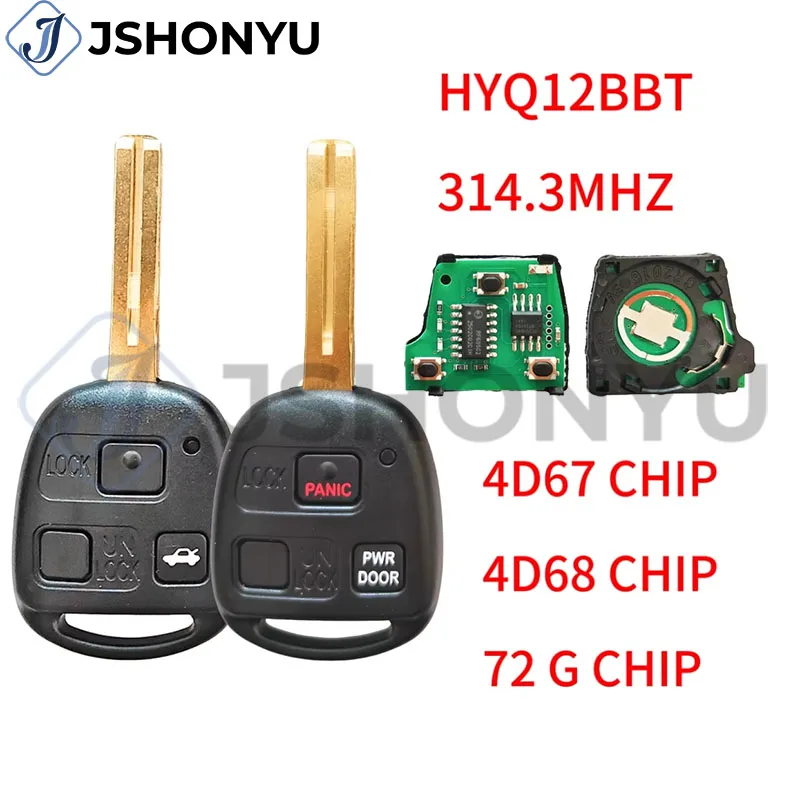 JsHonYu HYQ12BBT 314.3MHz 89070-48821 4D67 G Chip Remote Car Key Fob for Lexus RX330 RX350 ES330 LS430 SC430 RX400h