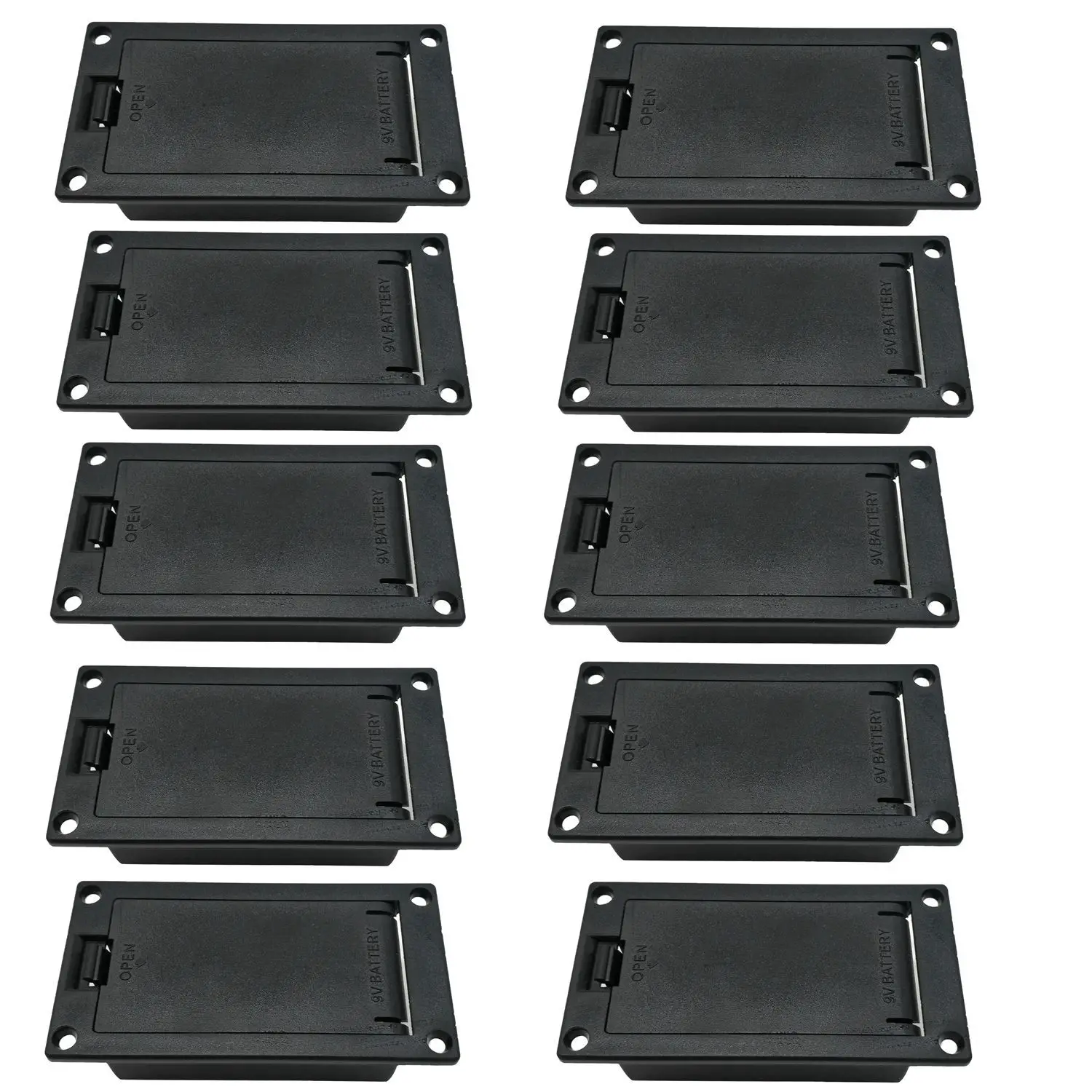 10Pcs 9V Battery Box/Holder/Case Compartment Cover with 9 Volt Battery Clip for Guitar Bass Pickup Replacement Accessory-ABHG