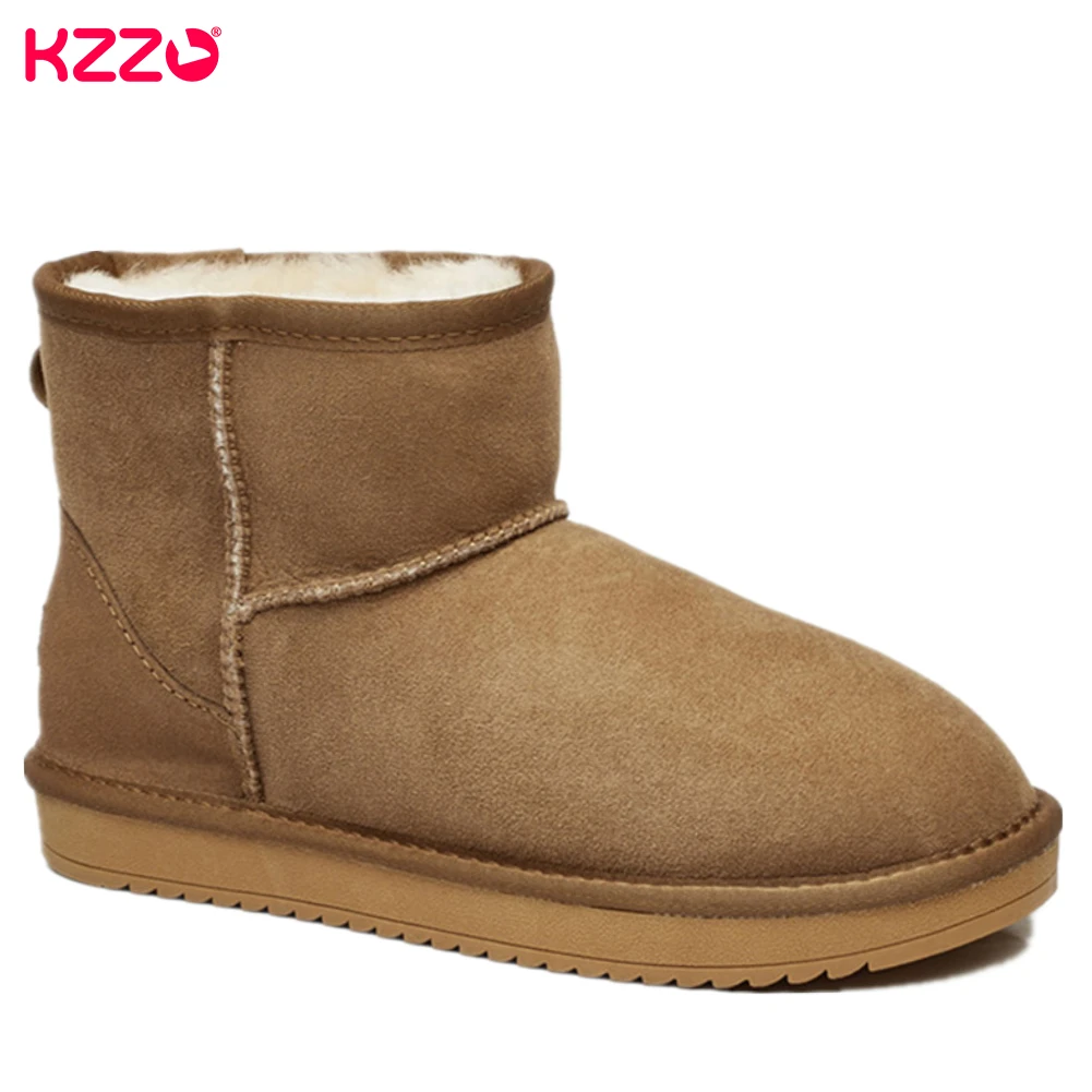 KZZO Australia Classic Sheepskin Snow Boots Women Natural Wool Fur Casual Short Ankle Boots Winter Warm Shoes Non-slip size34-47