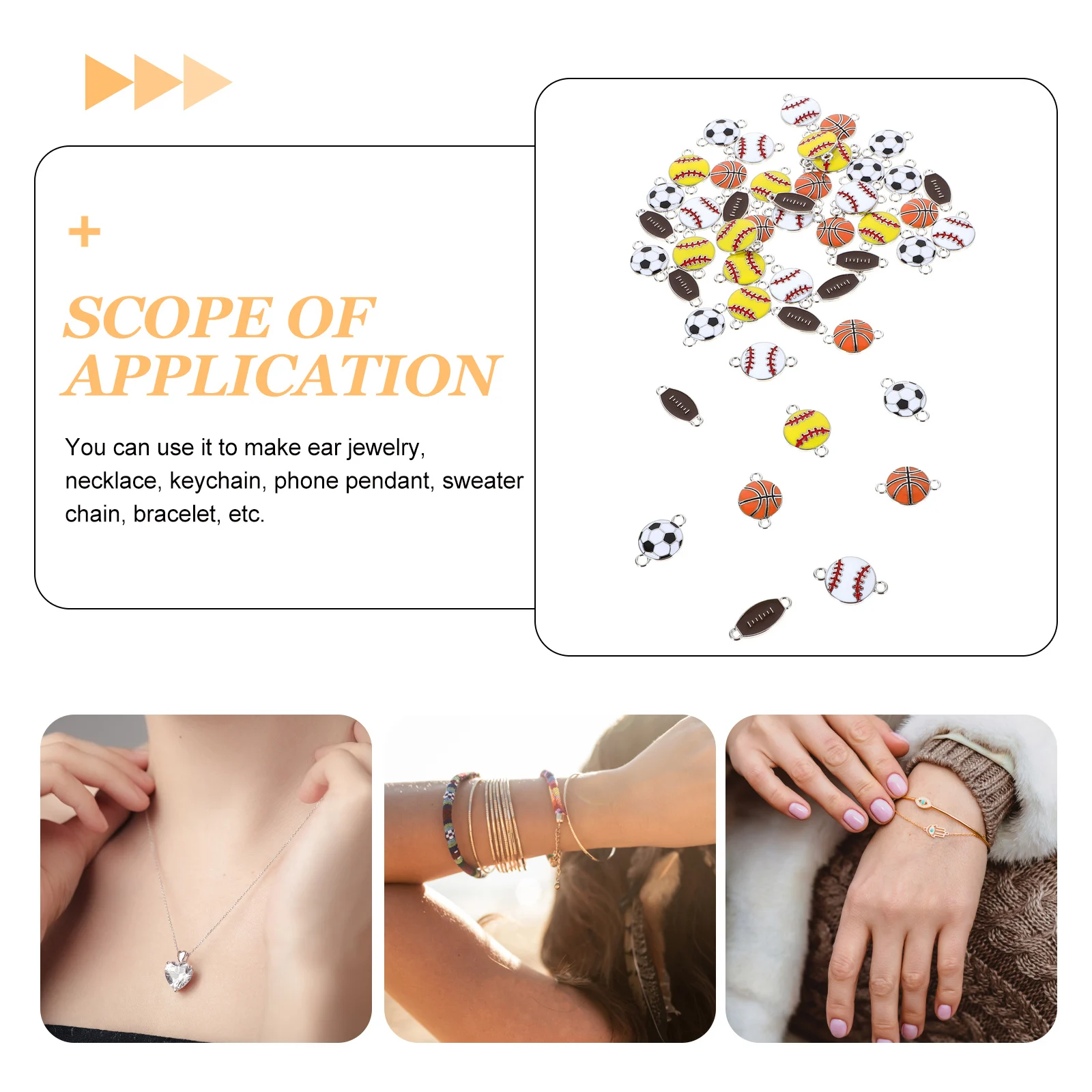 

50pcs Sports Ball Charms Alloy Basketball Soccer Charms For Jewelry Making Necklace Bracelet Keychain Pendant Diy Craft Findings