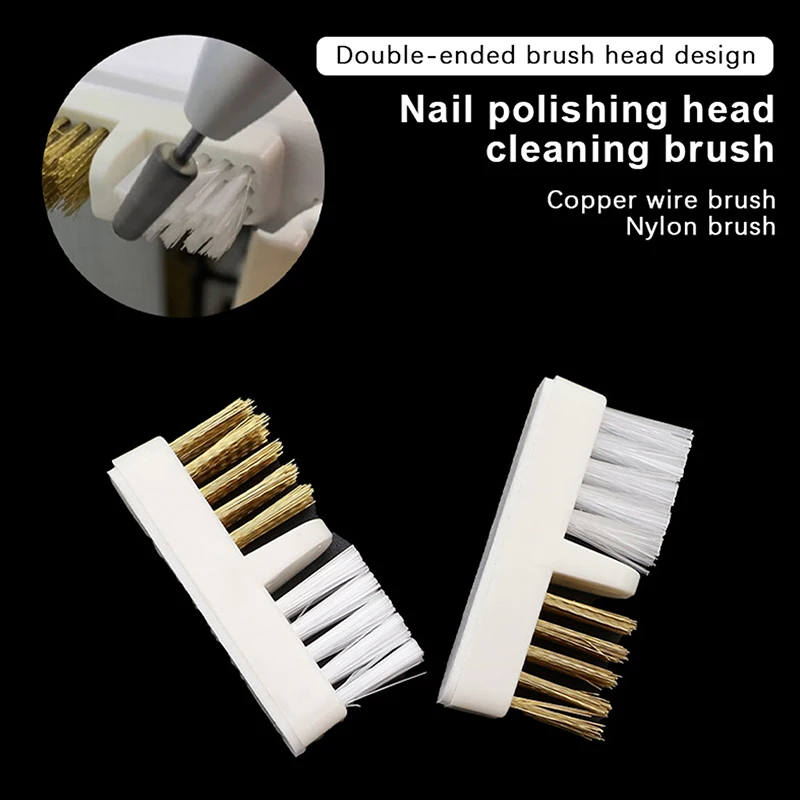 1PCS Nail Drill Bit Cleaning Brush with Copper Wire Manicure Cutter Soft & Hard Grinding Head Dust Removal Tool for Nail Care