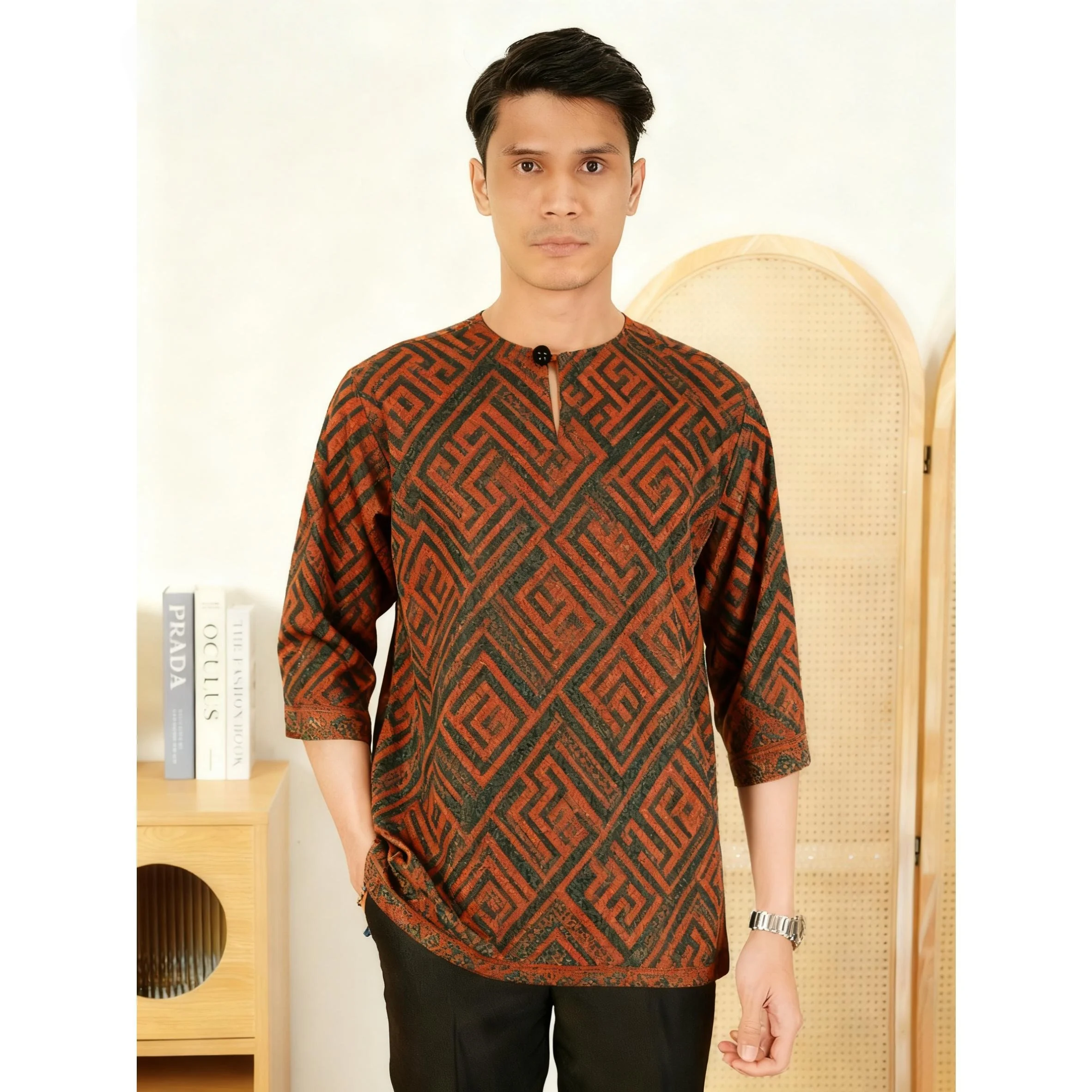 2026 الرجال المسلمات قصيرة الأكمام الإسلامية العربية المرقعة مخطط التطريز عيد مسلم تي شيرت جوبا عبايات فضفاضة غير رسمية Ropa #1