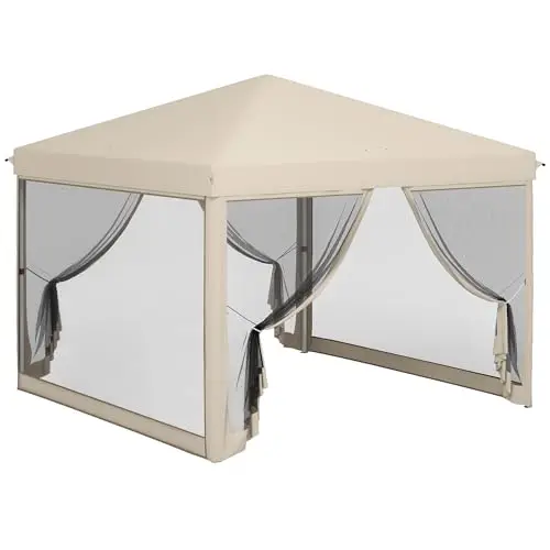 210D Oxford 10' x 10' Pop Up Canopy Tent with Netting, Instant | Screen Room House, Tents for Parties, Height