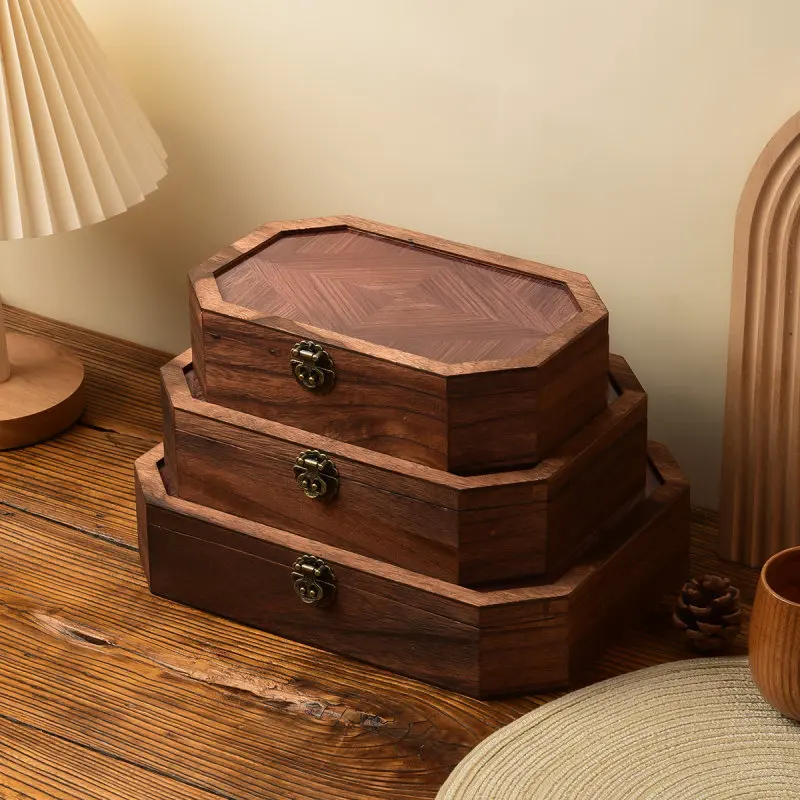 CANBOUN Light Luxury Wooden Begonia Flower Storage Box Glass Tea Tray Retro Cabinet Cosmetics Sundry Desktop Storage