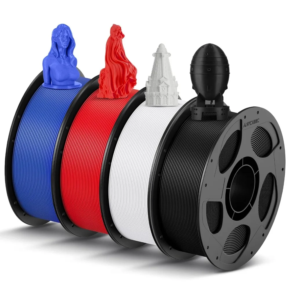 US Local Stock High Speed 3D Printer Filament 1.75mm Bundle, 4KG Black White Blue Red