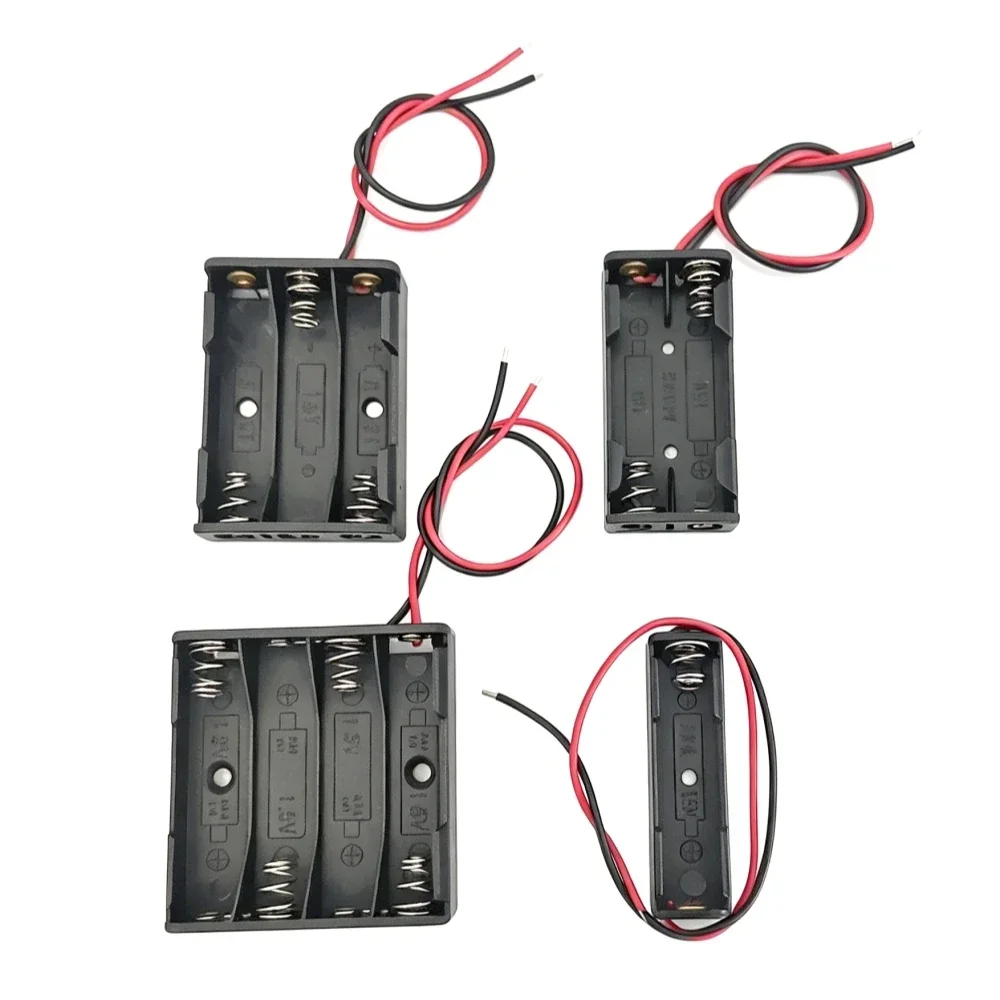 AAA Battery Storage Box 1 2 3 4 Slot with Red Black Wire Lead External Power Source for DIY Electrical Circuits Toy Remote