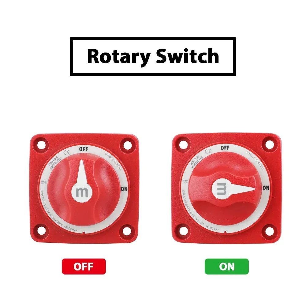 Red 2 Position Battery Mass Switch Waterproof Cut Single Dual M-Series Marine Boat 12-48V 100-300A Isolator Disconnect Rotary