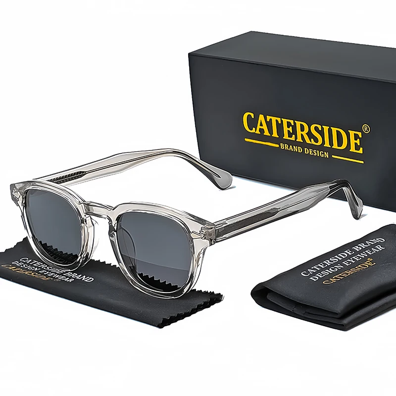 Okulary przeciwsłoneczne CATERSIDE Retro Small Circular Męskie Punk Propionic Luksusowa Marka Design Okulary Słoneczne Damskie Biznesowe Okulary na Imprezę Ochrona UV400
