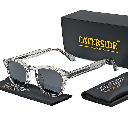 CATERSIDE, gafas de sol circulares pequeñas Retro para hombre, gafas de sol Punk propionicas de diseño de marca de lujo para mujer, gafas de fiesta de negocios UV400