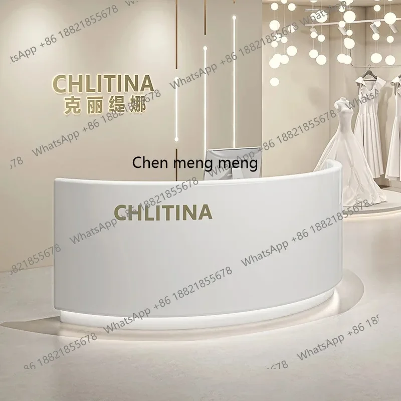 Simple beauty salon arc front desk clothing store checkout page paint company consultation reception counter