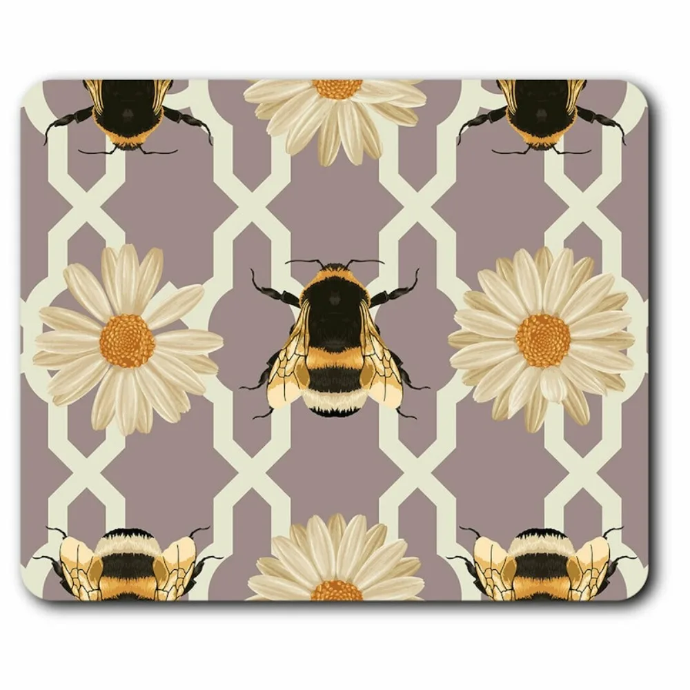 

Bumblebee mousepad flower insect animal abstract desk, high-quality computer desktop accessory, rubber anti-slip washable carpet