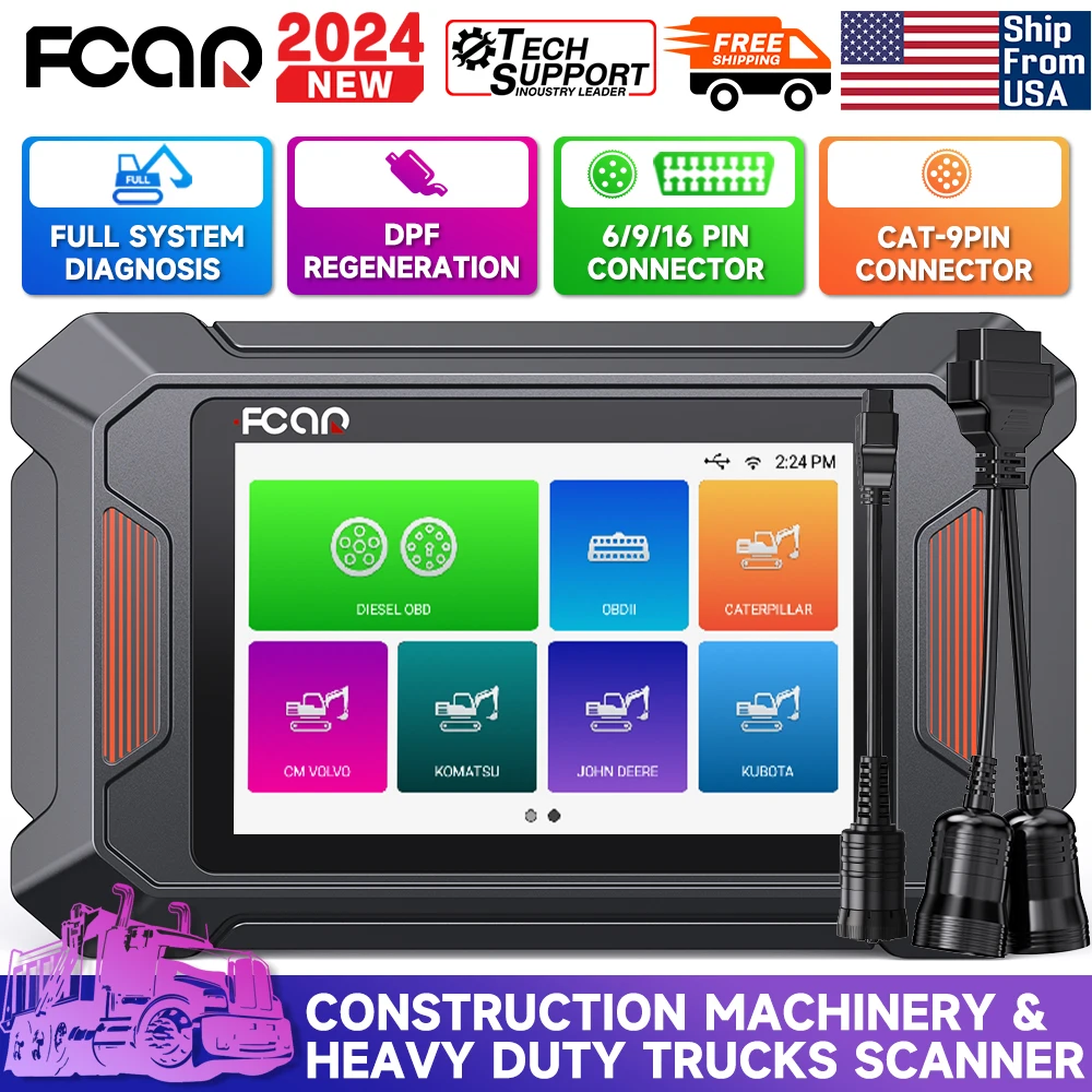 FCAR F804 Construction Machinery Truck HD Diesel Full System Diagnostic Scanner D.PF Regen Heavy Duty Truck OBD Scanner