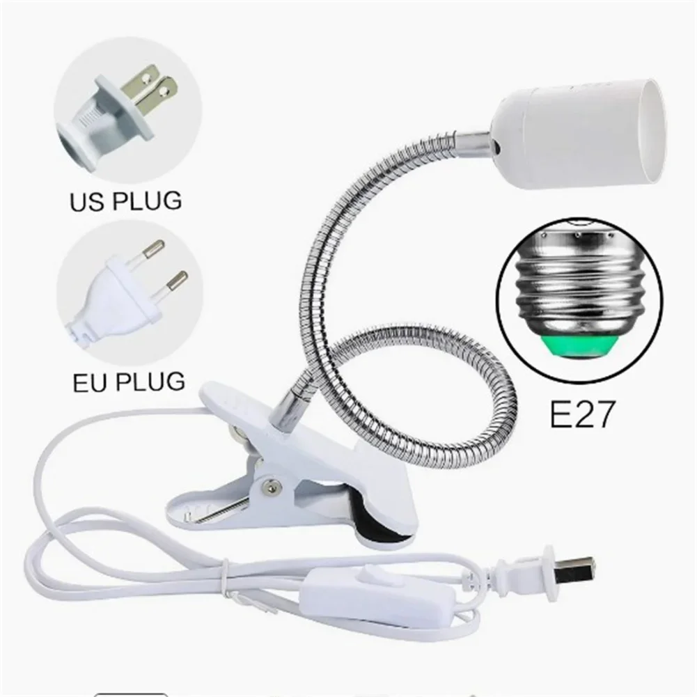 E27 Clip Desk Lamp Socket 360 Degree Flexible Desk Lamp Holder Clip-on Cable Clip Bulb Desk Lamp Clamp Light Bulb Stand