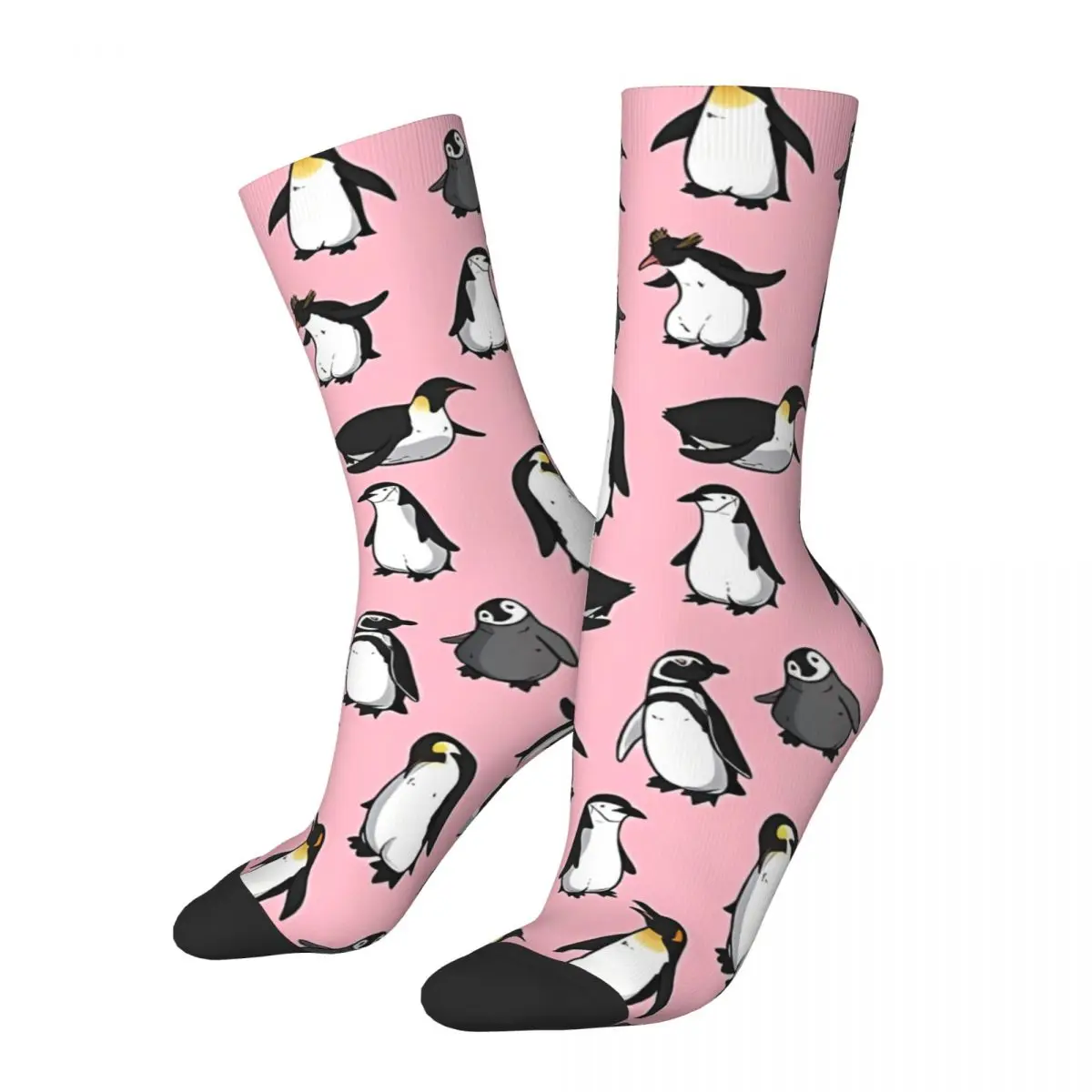 Vintage Cute Pink Variant Men's Socks Penguin Unisex Novelty Seamless Printed Funny Crew Sock Gift