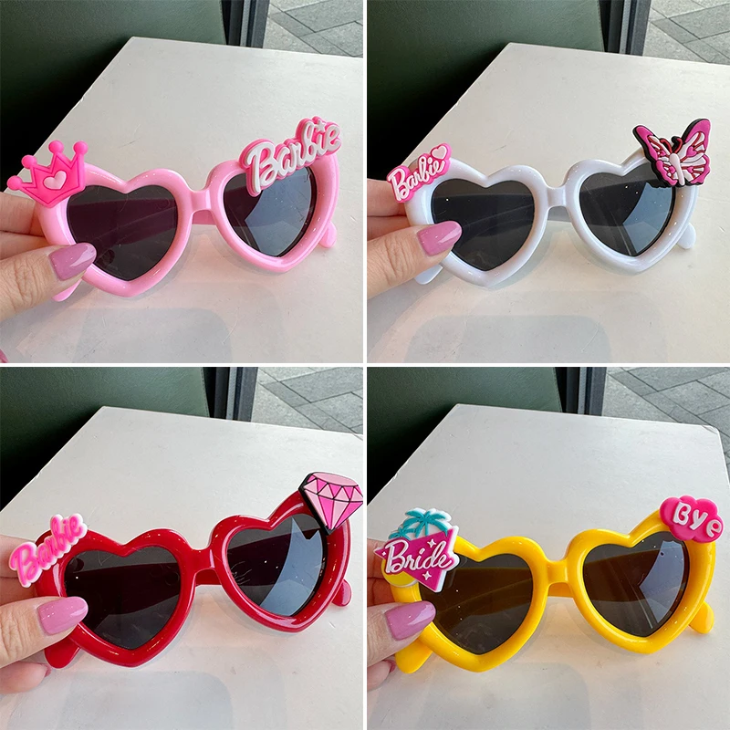 Kawaii Sweet Barbie Children Girls Love Sunglasses Anime Cartoon Fashion Kids Birthday Photo Eyeglasses Glasses Decoration Gifts