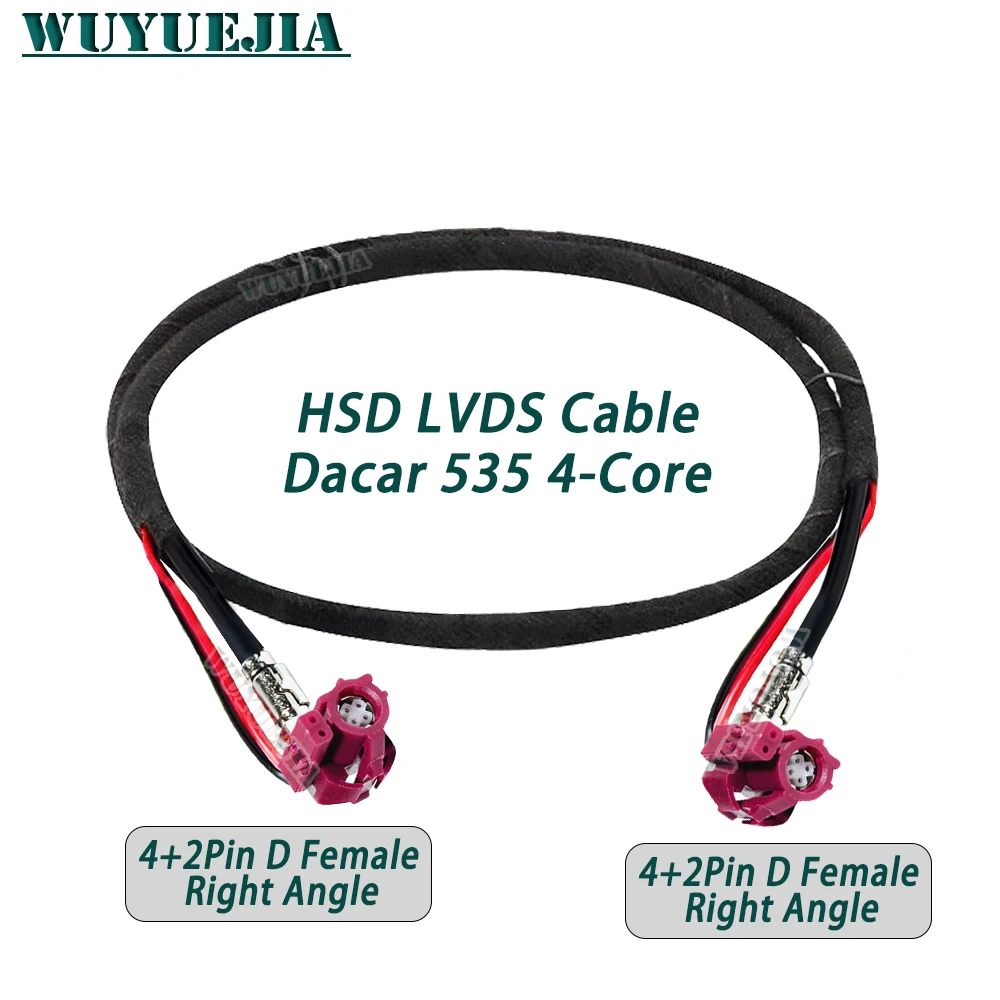 1Pcs 4+2 Pin Violet HSD Code D Female Right Angle Connector 6 Pin HSD LVDS High Speed DataTransmission Harness Wire LVDS Cable