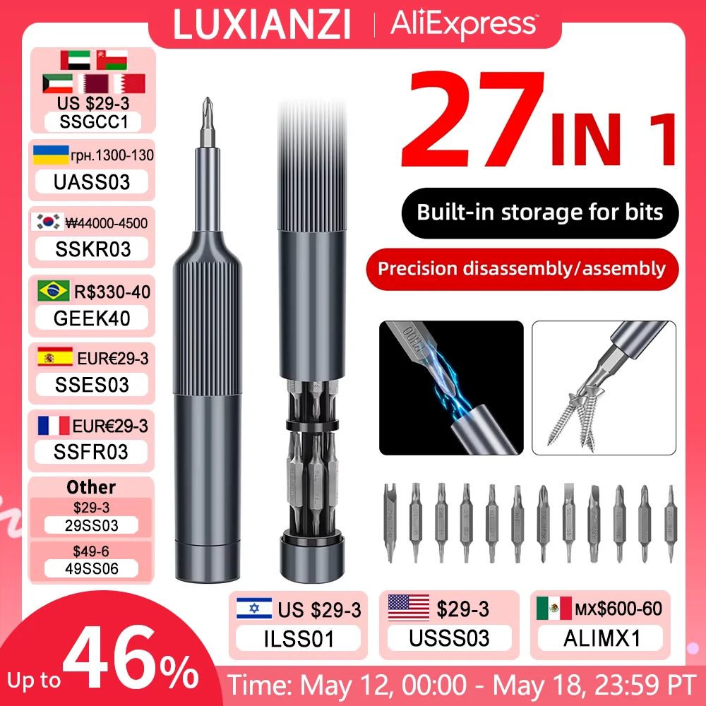 

LUXIANZI 27 in 1 Precision Screw Driver Kit Portable Dual-purpose Magnetic Bits For Mobile Phone Laptop Repair Tool Screwdriver