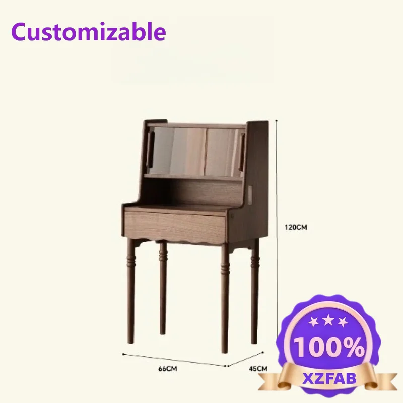 Factory Direct 2026 Retro black walnut dresser solid wood makeup table American home bedroom simple makeup table small apartment