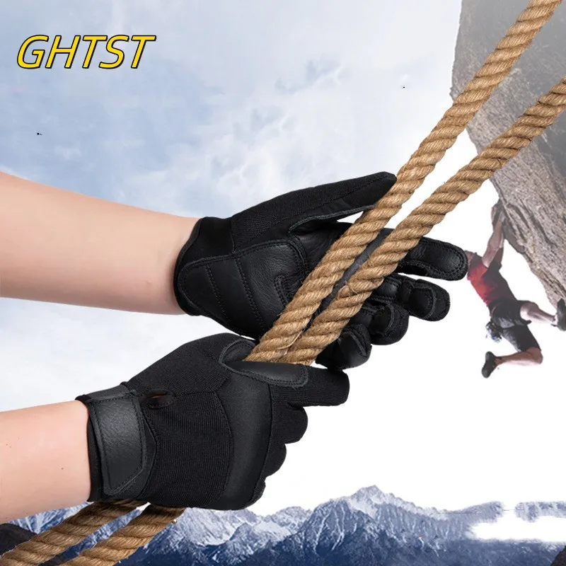 Cycling Gloves Rock-climb  Downhill Cowhide Wear Resistant Transport Rope Work For Men Mountaineering Motorcycle Leather Gloves