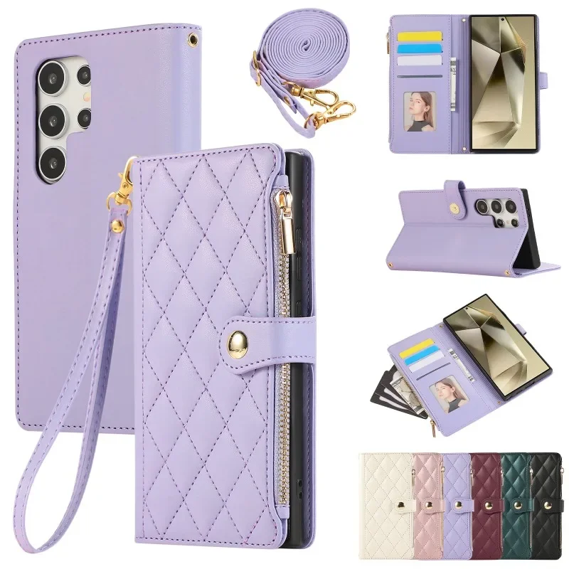 Crossbody Leder-Handyhülle für Samsung S26 S25 S24 Ultra S23 FE S22 S21 Plus A57 A37 A17 A07 A16 A06 A36 A56 A55 Brieftaschen-Cover – Detail 10