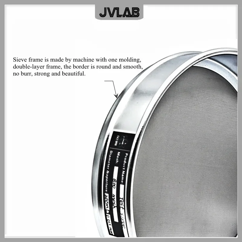 Analysis Sieve Sampling Inspection Standard Lab Test Sieve 304 SUS Filter Mesh Chroming Frame Diameter 200 mm Pore Size 0.008 mm
