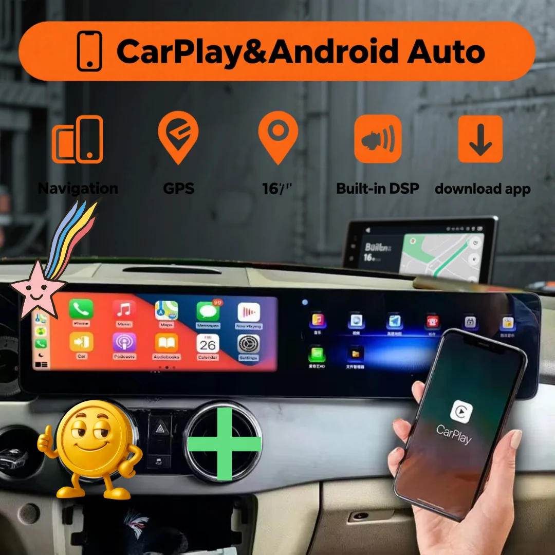 

25.6 inch Dual Screen Car Radio For Mercedes Benz GLK Class X204 2008-2015 Android Multimedia Video Player Stereo Gps Navigatio