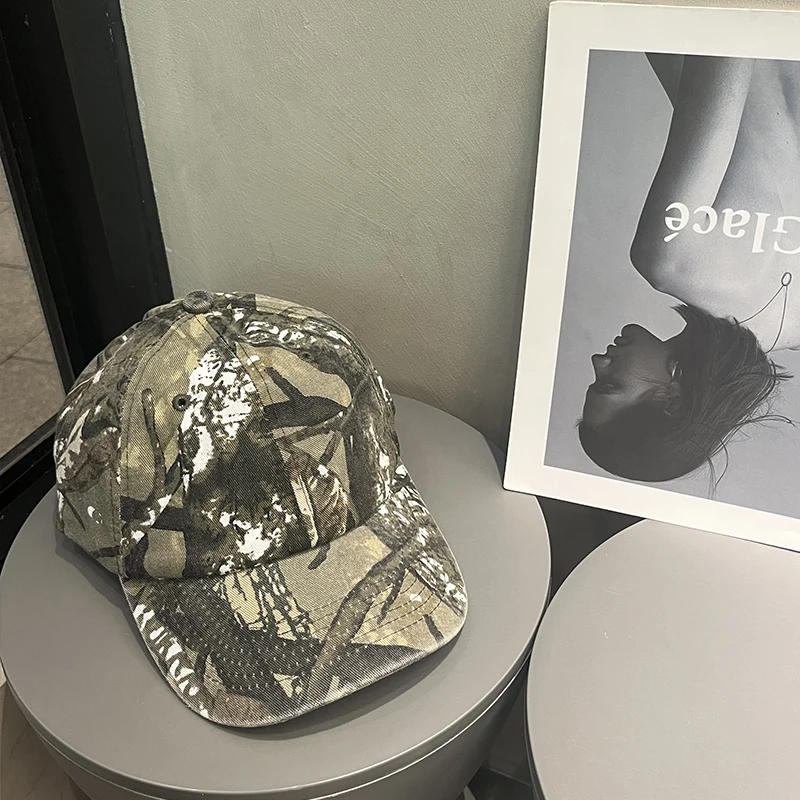 Niche Retro Camouflage Tactical Baseball Cap Female Big Head Circumference Couple Versatile Sunscreen Cap Male Face Small Tide