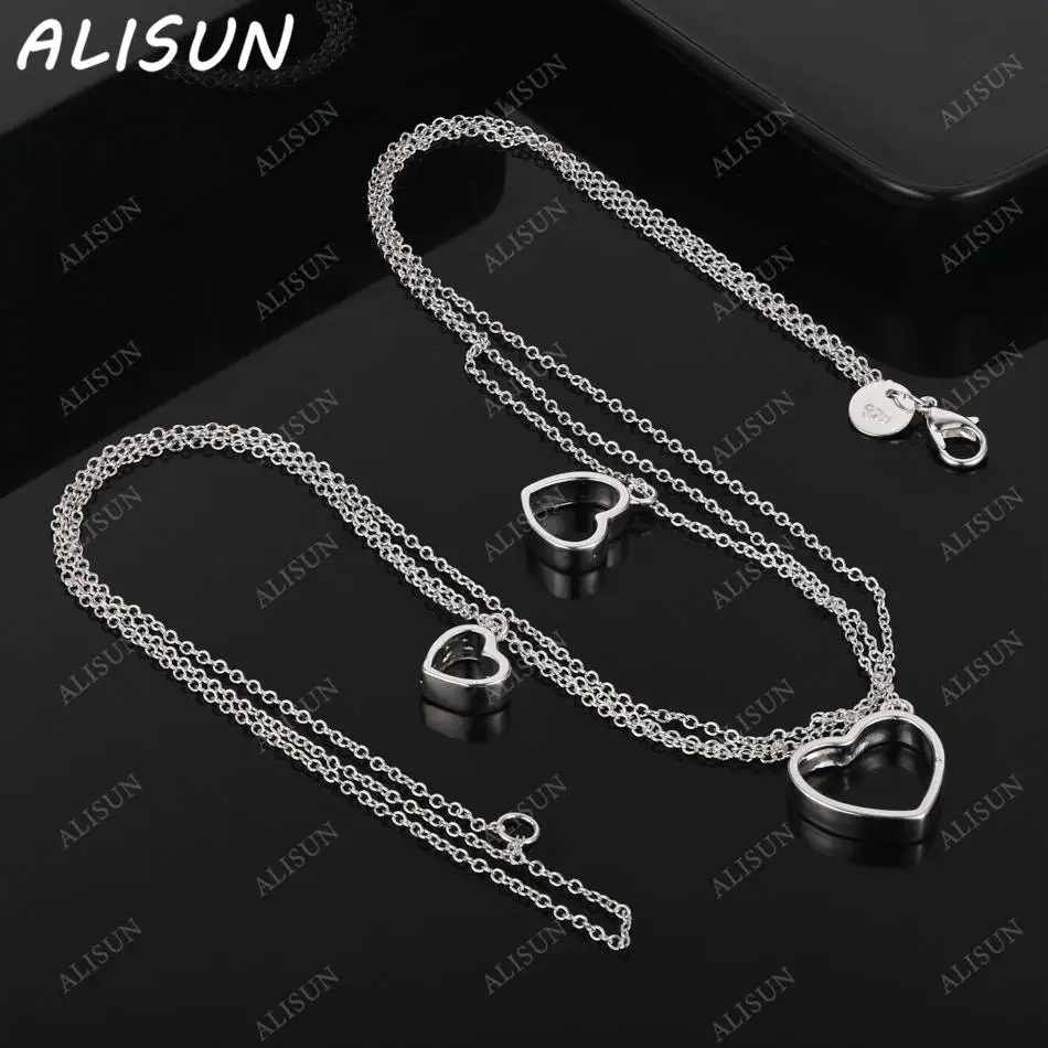 

ALISUN 925 Sterling Silver 45cm Triple Love Necklace For Women Anniversary Gift Popular Wild Fashion Romantic Jewelry