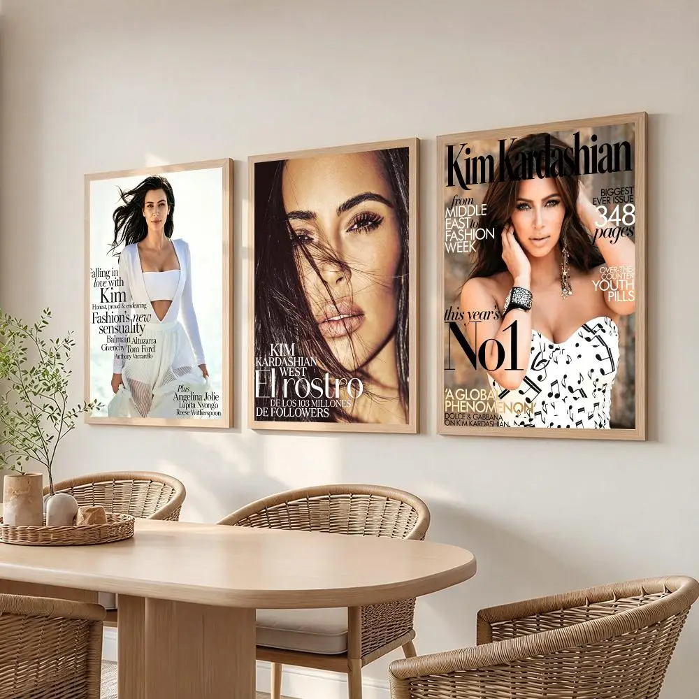 actress Kim Kardashian Poster Poster HD Frameless Creamy Style Home Decor Wall Art for Living Room Bedroom Gift
