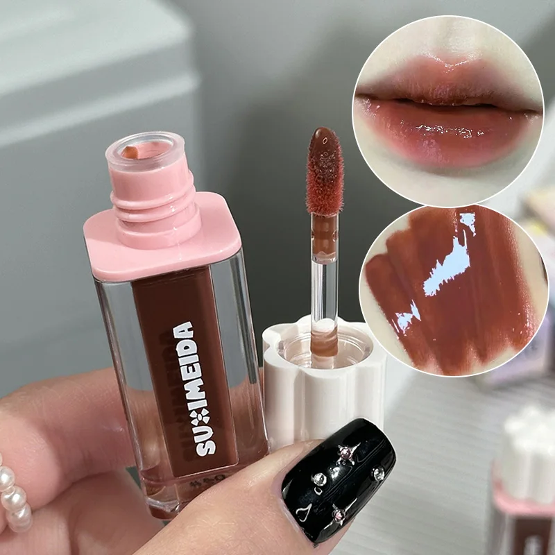 Lucidalabbra idratante a specchio, lucidalabbra Dudu Lip gloss autunno e inverno lucidalabbra a lunga durata a bassa saturazione, display a colori naturali