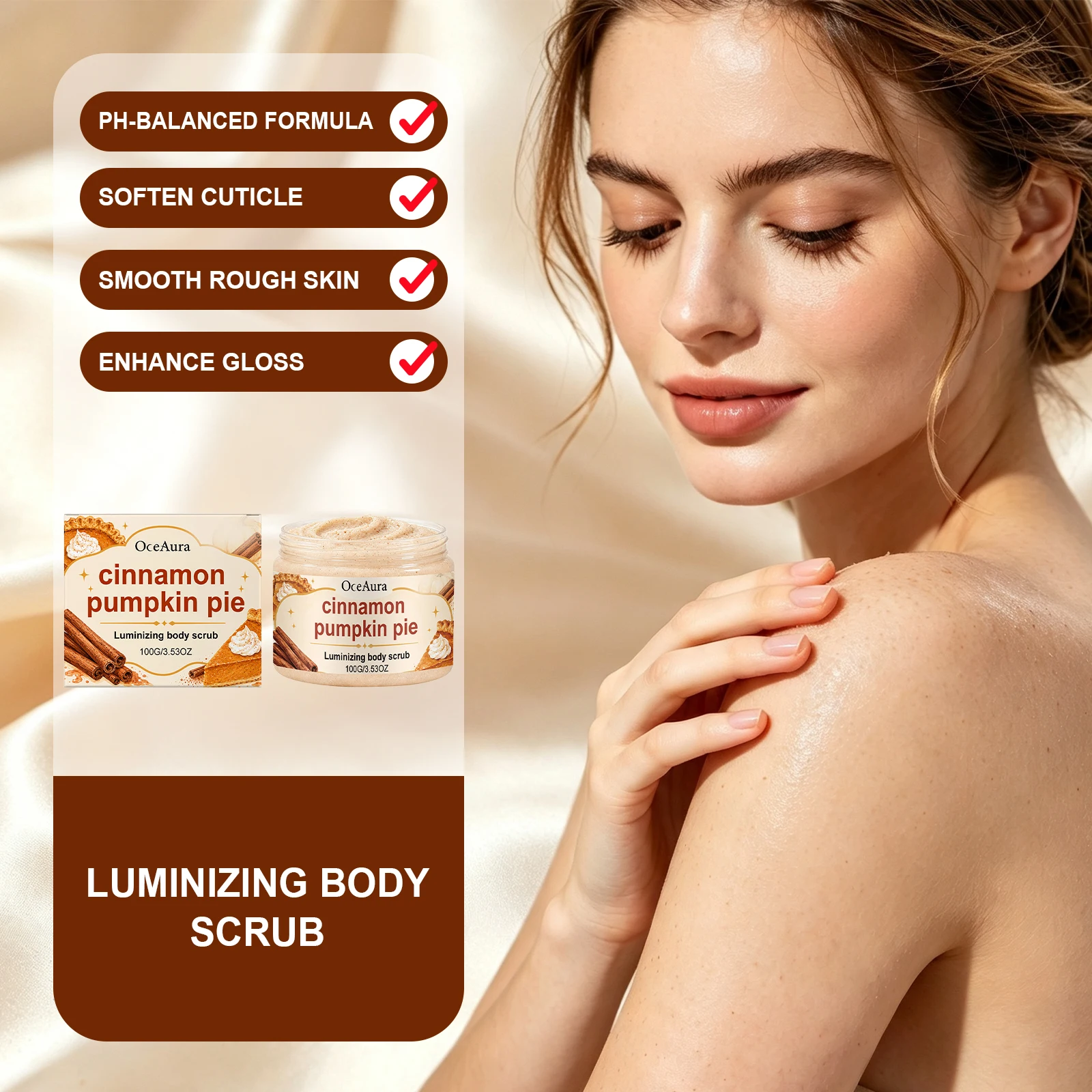 Brightening Exfoliating Body Scrub Cinnamon Pumpkin Scent Smooth Soften Rough Cuticle Dead Skin Remover Moisturizing Body Scrub