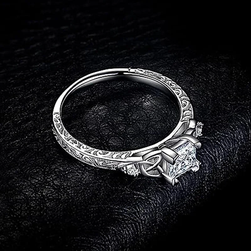 CAOSHI Stylish Female Square Zirconia Finger Ring Bridal Wedding Band Jewelry Fashion Female Delicate Proposal Accessories Gift