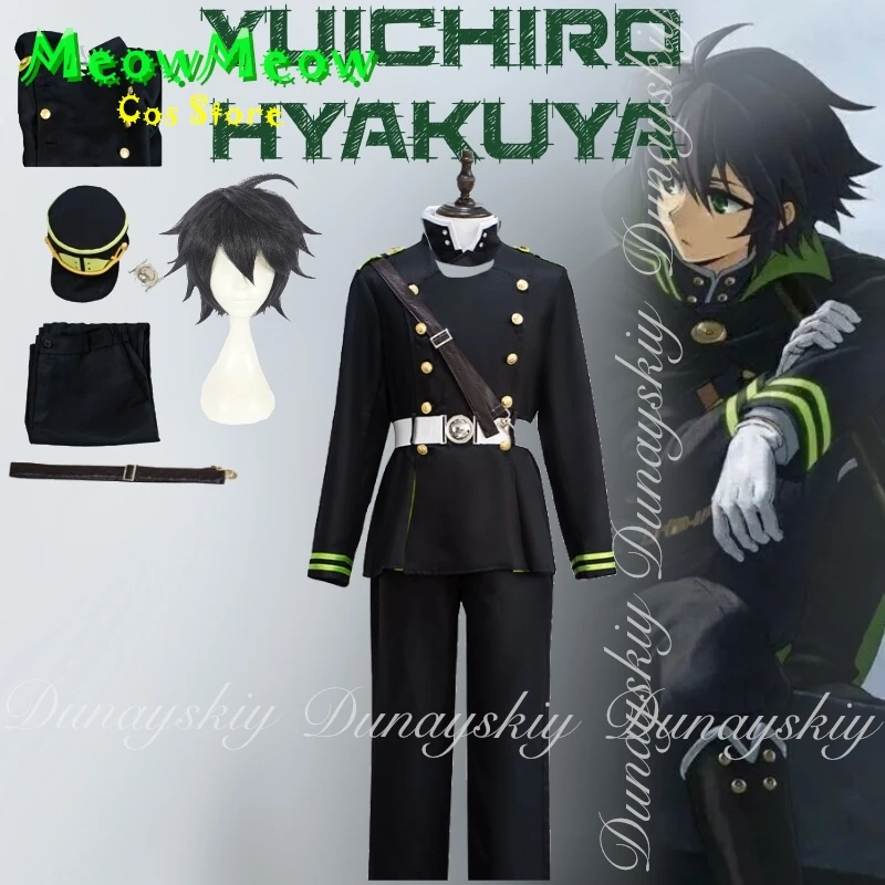 2026 Seraph of the End Anime Yuichiro Hyakuya Cosplay Human Experiment Survivor Black Combat Halloween Full Costume Set