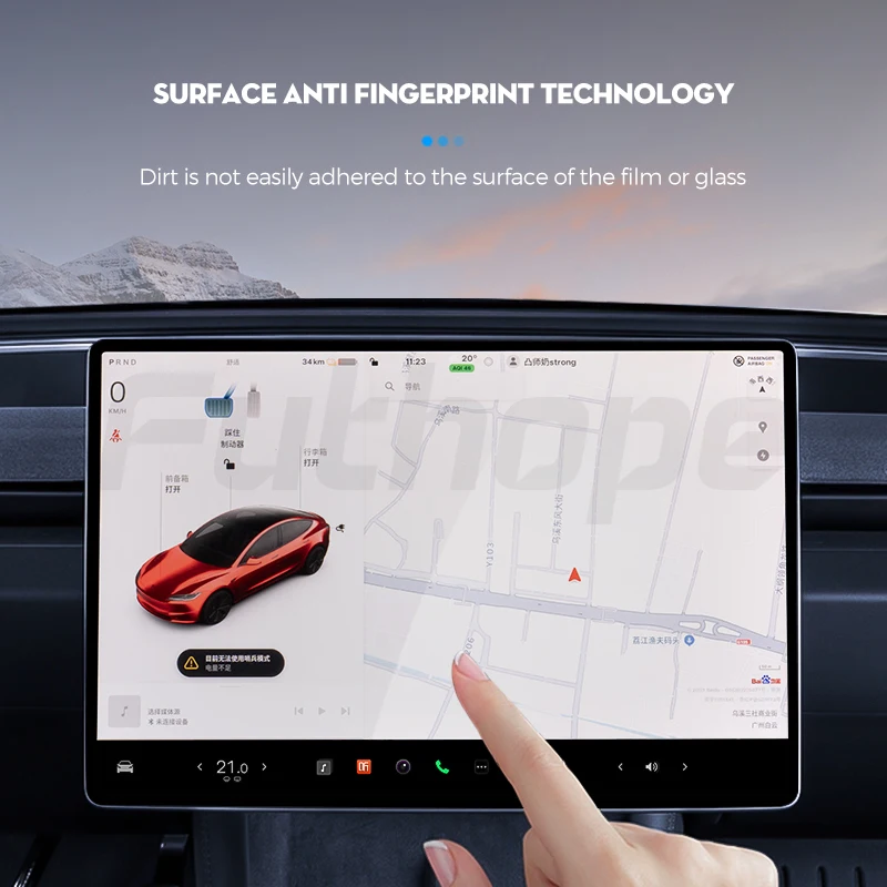 Futhope-Protector de pantalla de vidrio templado para Tesla, Modelo 3 Highland Y 2021-2024, brillo mate, HD, protección de película de Control central