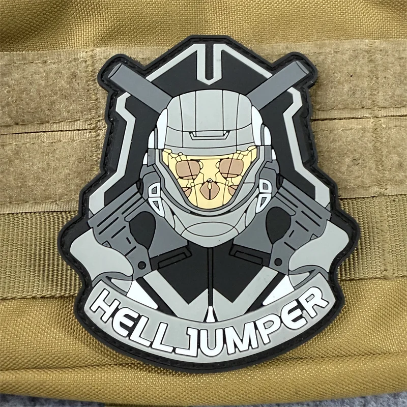 

Hell Jumper PVC Tactical Patch Skull Morale Badge Military Armband Hook and Loop Outdoor Backpack Hat Accessories Stickers