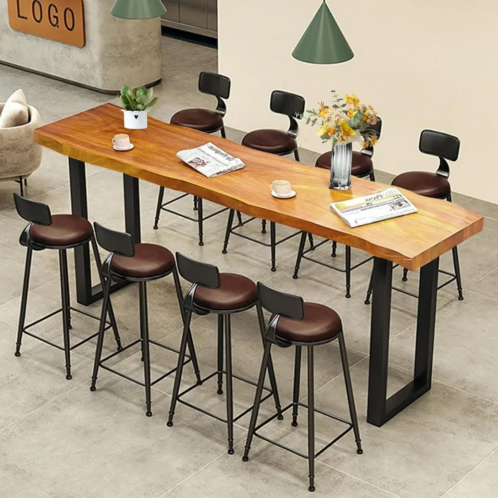 

Bar Table,Solid Wood Bar Bar Height Pub Table,Rectangle Bar Bistro Table Long Counter Height Dining Table Rustic Breakfast Bar