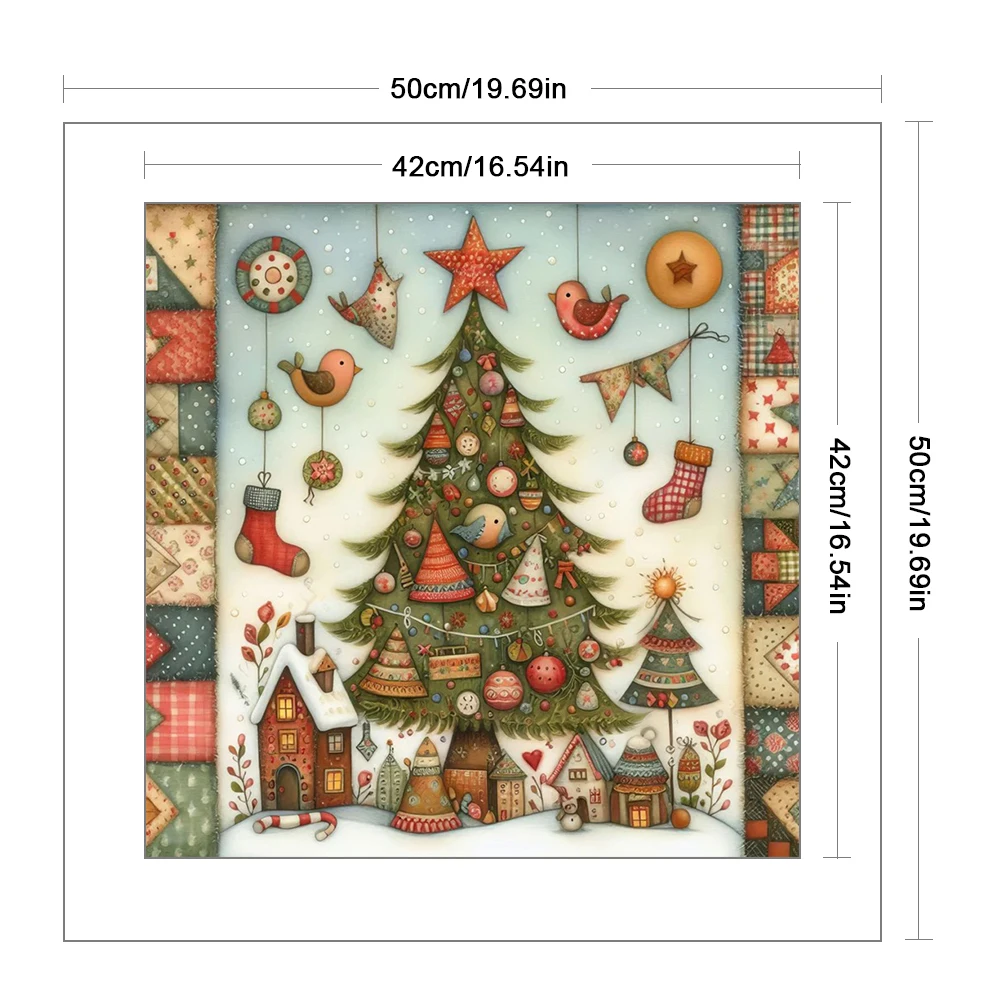 Full Embroidery Eco-cotton Thread 11CT Printed Xmas Tree Cross Stitch Kit Art