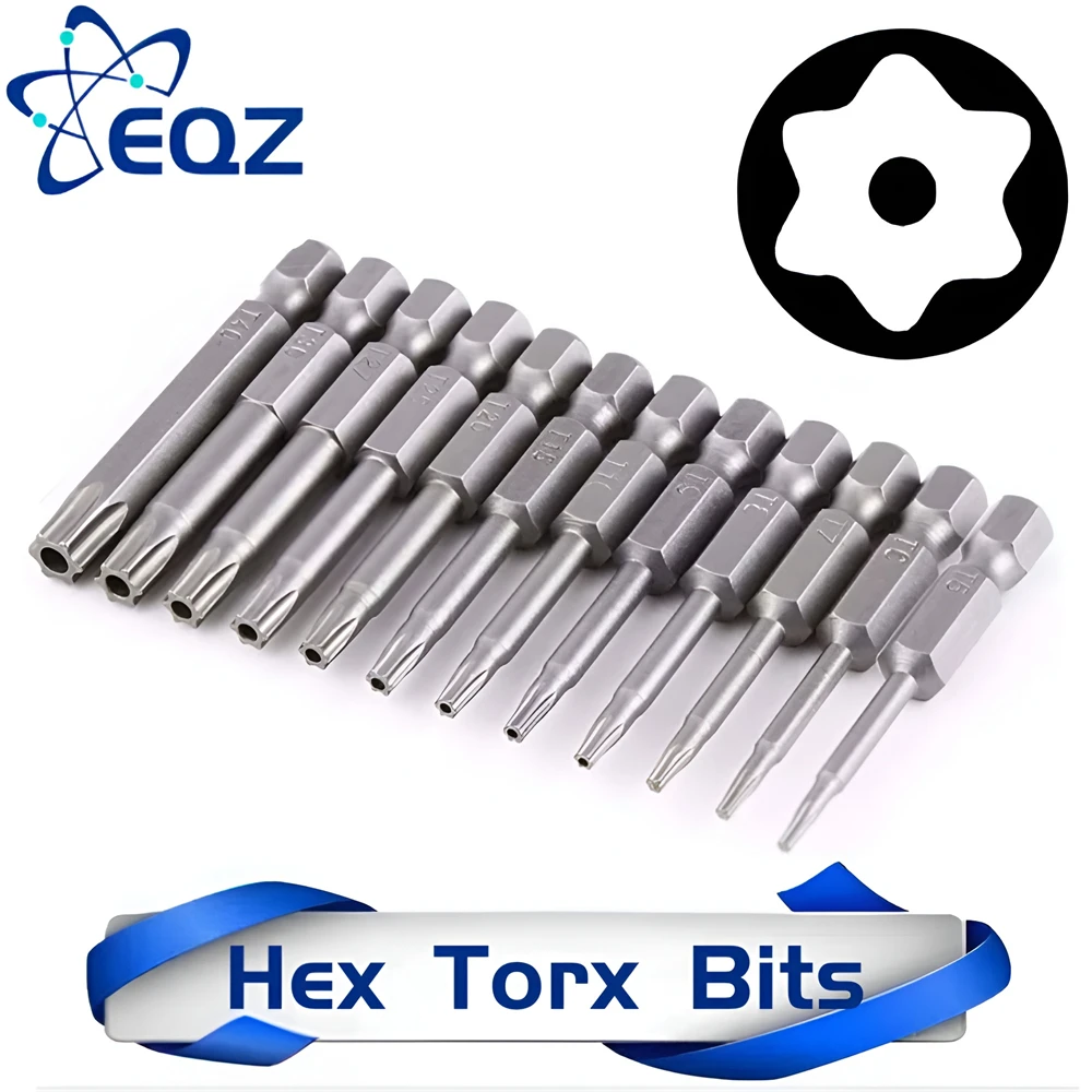 50/100mm Torx Bit Set Security Torx Star Bits 1/4 Inch Hex Shank Tamper Resistant Screwdriver Bit with Magnetic Tip