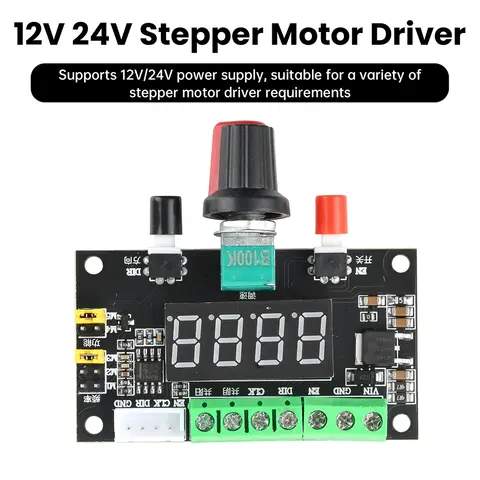 Stepper Motor Controller 12V 24V with PWM Pulse Signal Generator Reversible Rotation & Speed Control for Automation
