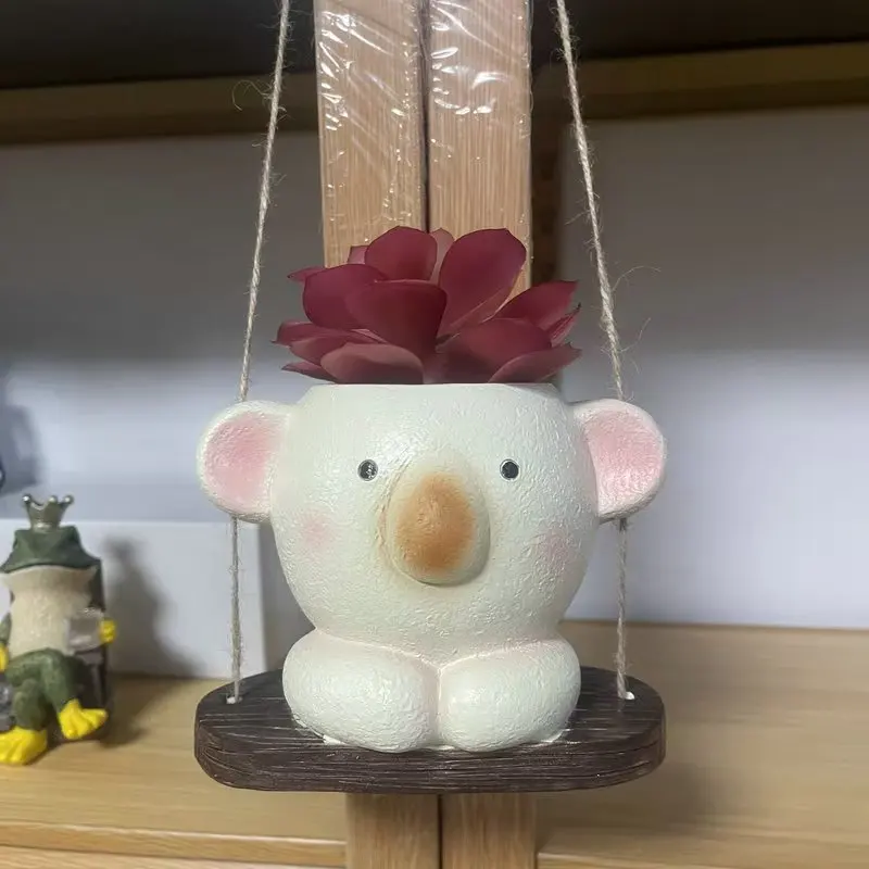 Koala Hanging Swing Planter- Resin Vase Wall Decor for Garden & Balcony