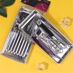 Stainless Steel Cosmetic Storage Tray Nail Art Equipment Plate Nail Art Plate Tweezers Clippers Square Disinfection Dish Plates