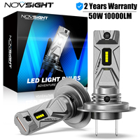 NOVSIGHT LED Headlight H7 Plug And Play Headlight Bulbs 1:1 Mini Led 50W 10000LM 6500K Bright White Fanless Design H7 Car Lights